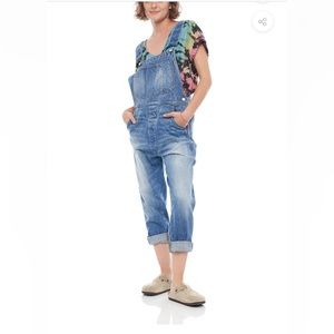 Sandrine rose slouchy denim overalls